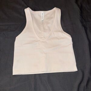 Athleta Light Beige Ribbed Crop Top